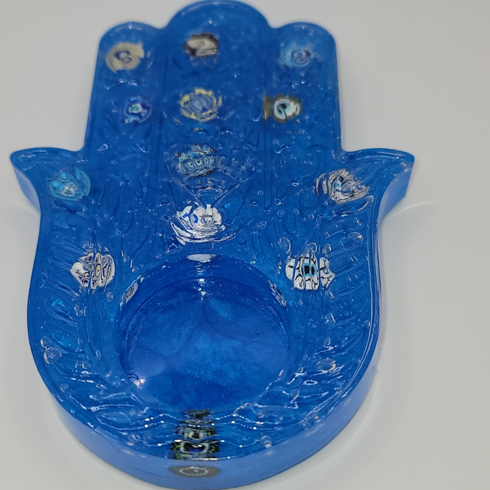 Votive tealight Blue Hamsa Hand Holder